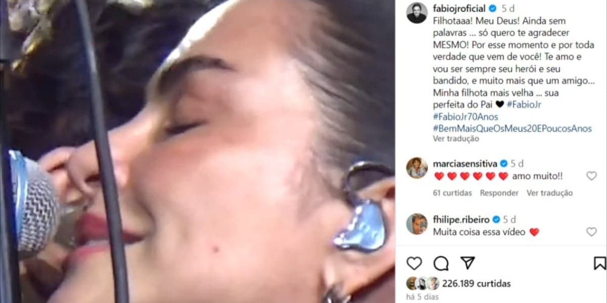 Cleo chorou ao lado do pai, Fábio Jr. (Foto: Reprodução/Instagram) Cleo chorou ao lado do pai, Fábio Jr. (Foto: Reprodução/Instagram)