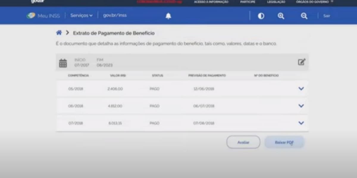 É possível que beneficiários acessem extrato do benefício (Foto: Reprodução/Meu INSS) É possível que beneficiários acessem extrato do benefício (Foto: Reprodução/Meu INSS)