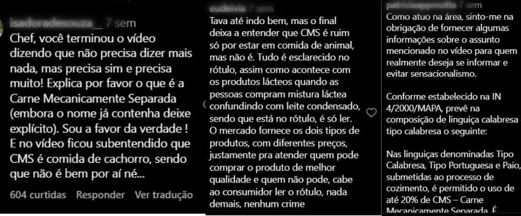 Comentários dos internautas a respeito do vídeo de Davi Laranjeiras (Foto Reprodução/Instagram) Comentários dos internautas a respeito do vídeo de Davi Laranjeiras (Foto Reprodução/Instagram)