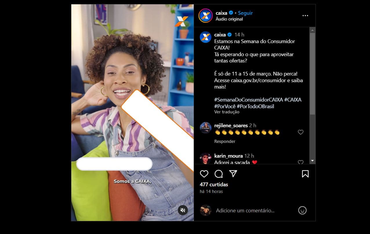 CAIXA divulga pacotão de vantagens incluindo seguros, cartões de crédito e empréstimos através das redes sociais (Foto Reprodução/Instagram) CAIXA divulga pacotão de vantagens incluindo seguros, cartões de crédito e empréstimos através das redes sociais (Foto Reprodução/Instagram)