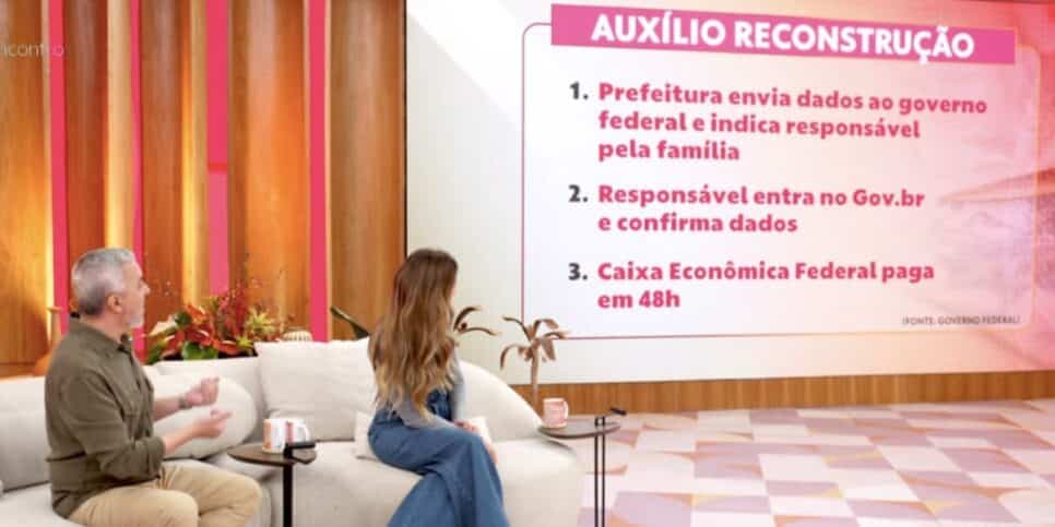 Auxílio Reconstrução (Foto: Reprodução / Globo) Auxílio Reconstrução (Foto: Reprodução / Globo)