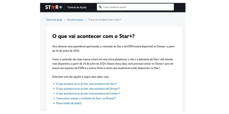 Comunicado Star+ (Foto: Reprodução / Site oficial) Comunicado Star+ (Foto: Reprodução / Site oficial)