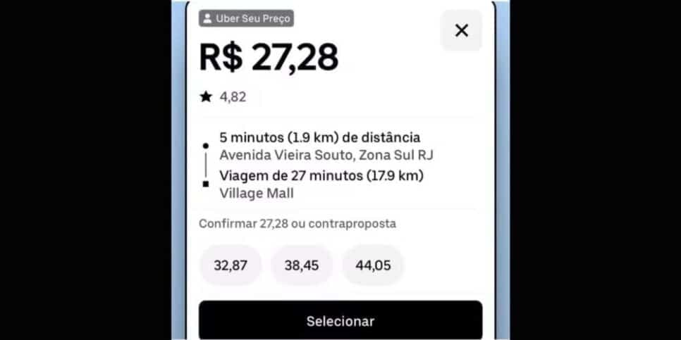 Uber seu preço (Reprodução/TechTudo) Uber seu preço (Reprodução/TechTudo)