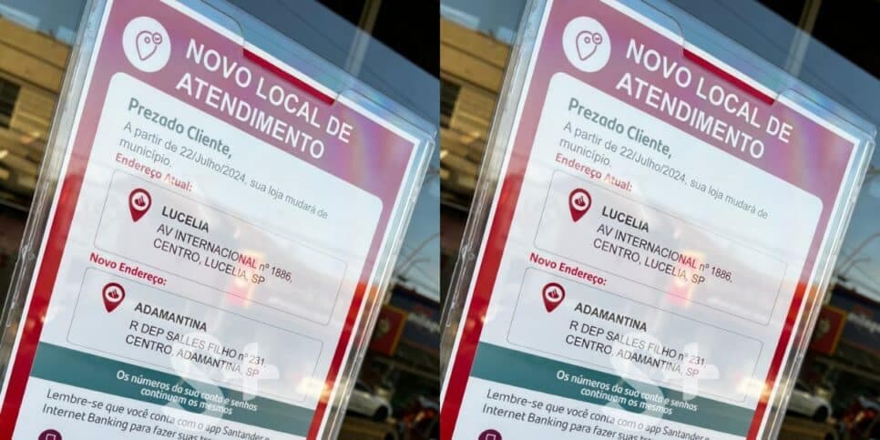 Comunicado na porta das agências do Santander (Reprodução: Montagem TV Foco) Comunicado na porta das agências do Santander (Reprodução: Montagem TV Foco)