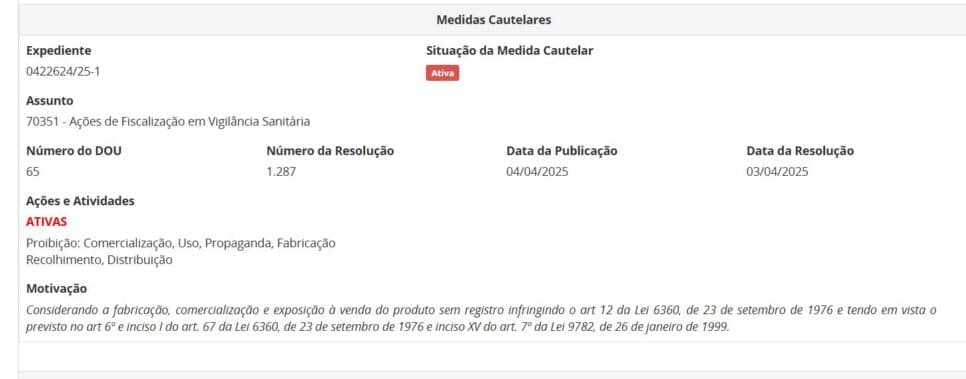 Resolução da ANVISA pt 1 (Foto Reprodução/ANVISA) Resolução da ANVISA pt 1 (Foto Reprodução/ANVISA)