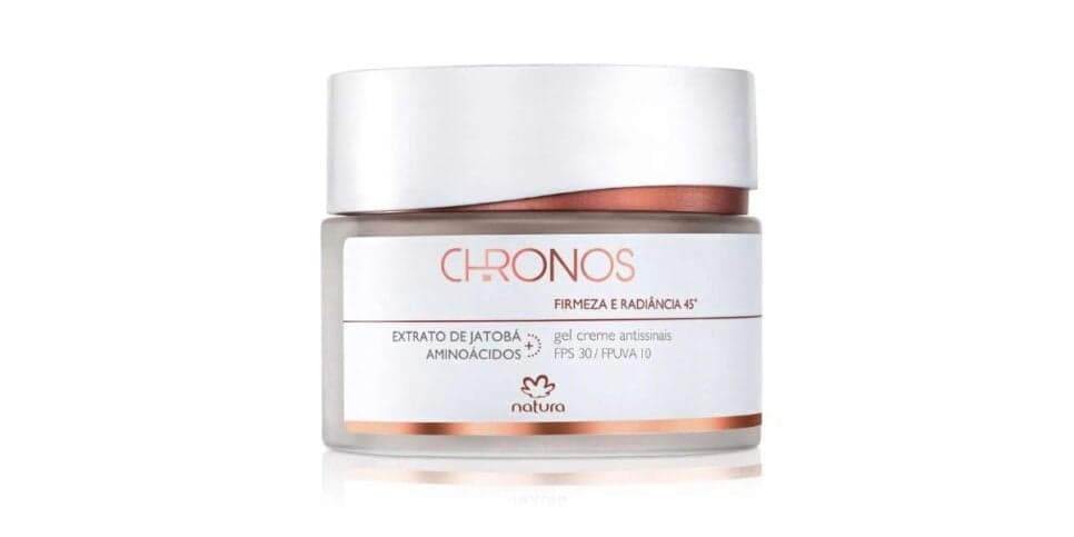 O hidratante facial Chronos Gel Creme Antissinais 45+ Dia, da Natura (Foto: Internet) O hidratante facial Chronos Gel Creme Antissinais 45+ Dia, da Natura (Foto: Internet)