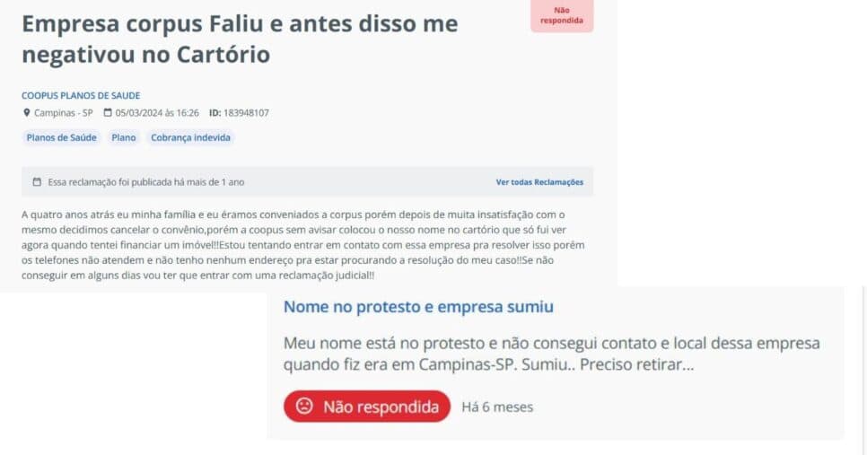 Reclamações do plano de saúde (Foto: Reprodução/ Reclame Aqui) Reclamações do plano de saúde (Foto: Reprodução/ Reclame Aqui)