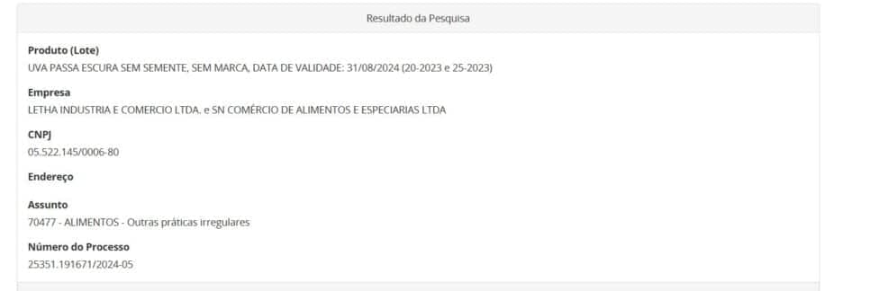 Resolução da ANVISA contra Uva Passa sem marca parte 1 (Foto Reprodução/ANVISA) Resolução da ANVISA contra Uva Passa sem marca parte 1 (Foto Reprodução/ANVISA)