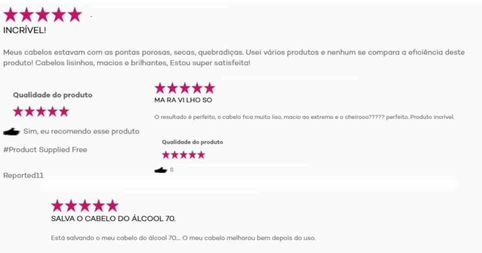 Avaliações do produto (Foto Reprodução/L'Oréal) Avaliações do produto (Foto Reprodução/L'Oréal)
