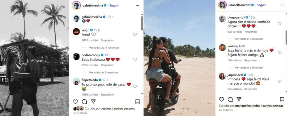 Gabriel Medina e Isabella Arantes (Foto: Reprodução/Montagem TV Foco) Gabriel Medina e Isabella Arantes (Foto: Reprodução/Montagem TV Foco)