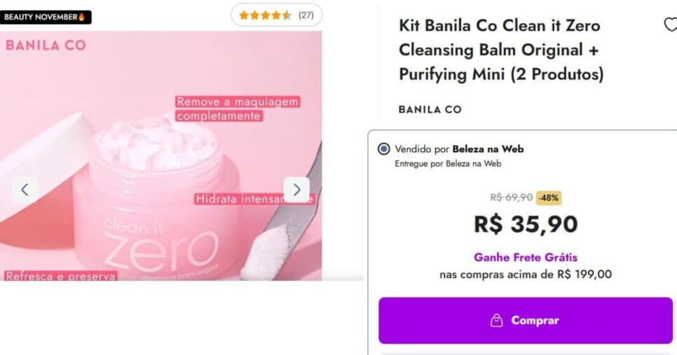 Kit Banila Co Clean it Zero Cleansing Balm Original + Purifying Mini Kit Banila Co Clean it Zero Cleansing Balm Original + Purifying Mini