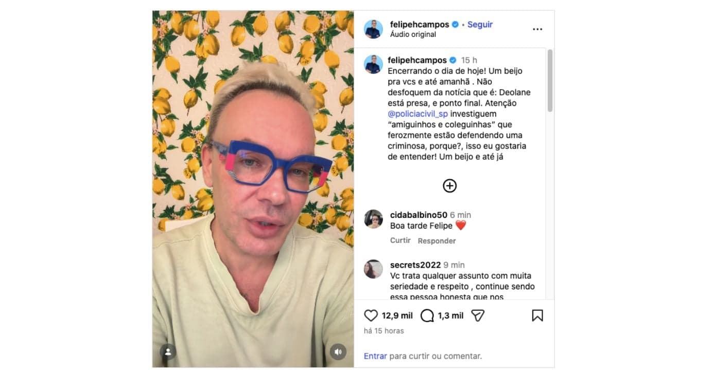 Felipeh Campos (Foto: Reprodução / Instagram) Felipeh Campos (Foto: Reprodução / Instagram)