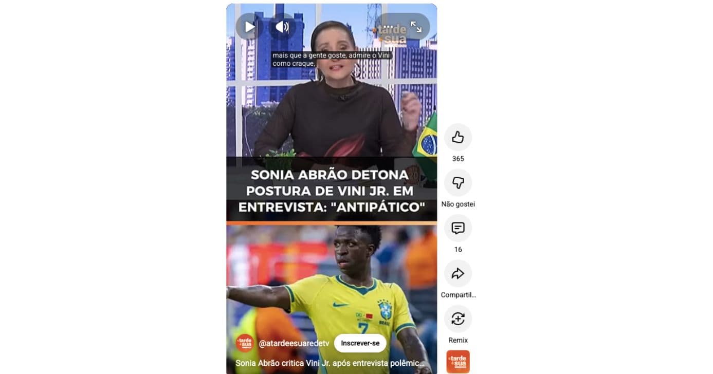 Sonia Abrão critica postura de Vini Jr em entrevistas (Foto: Reprodução /YouTube / RedeTV!)