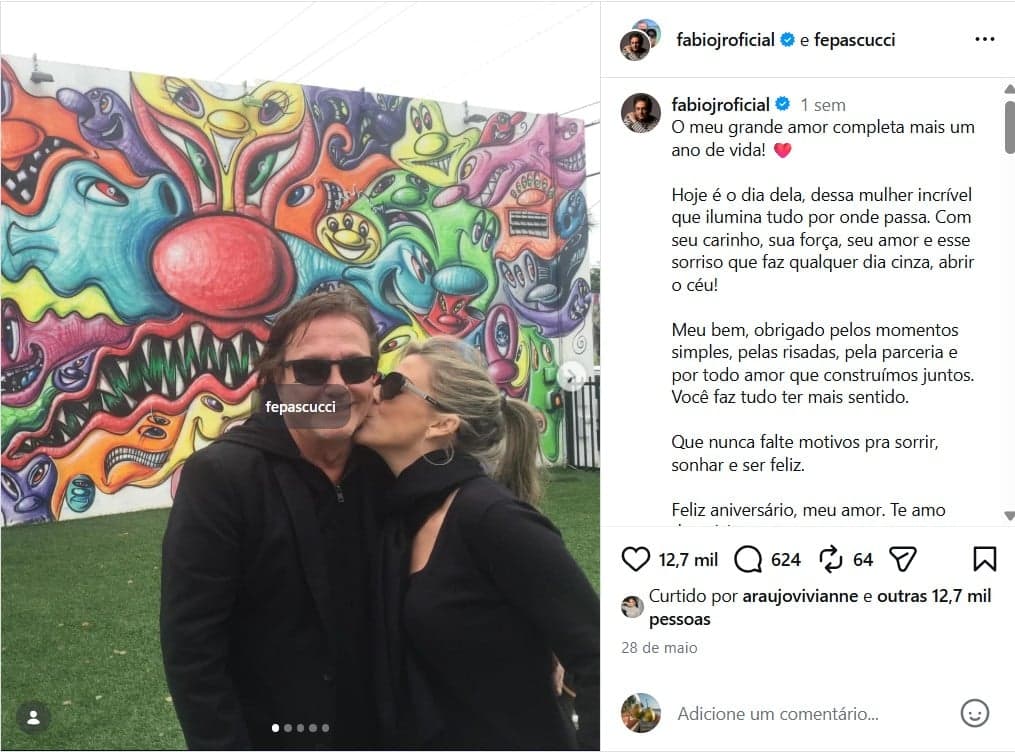 Fábio Jr se declarou para Maria Fernanda Pascucci (Foto: Reprodução/ Instagram)