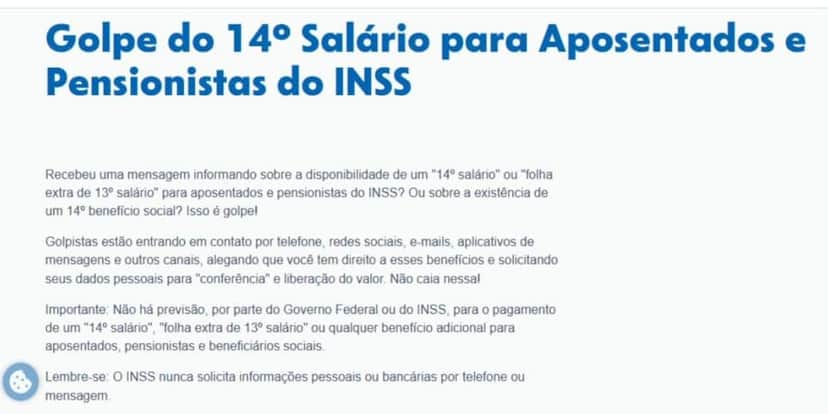 Comunicado da Caixa sobre o golpe do 14° salário (Reprodução: Caixa) Comunicado da Caixa sobre o golpe do 14° salário (Reprodução: Caixa)