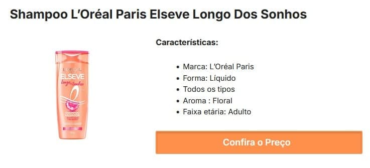 Elseve Longo dos Sonhos (Foto: Reprodução / Amazon) Elseve Longo dos Sonhos (Foto: Reprodução / Amazon)