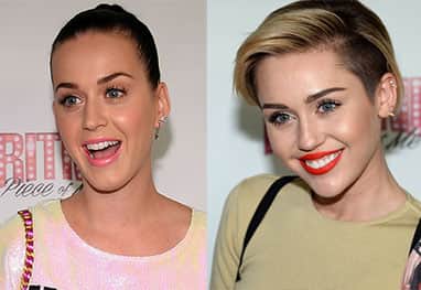 Katy Perry e Miley Cyrus no tapete vermelho da residência de Britney em Vegas Katy Perry e Miley Cyrus no tapete vermelho da residência de Britney em Vegas