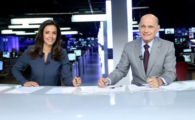Paloma Tocci e Ricardo Boechat no comando do "Jornal da Band" (Foto: Divulgação) Paloma Tocci e Ricardo Boechat no comando do "Jornal da Band" (Foto: Divulgação)