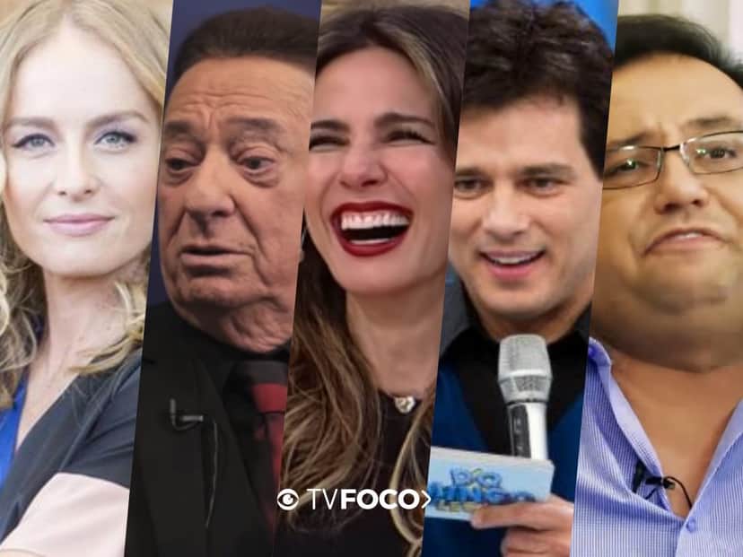 Apresentadores: Angélica, Raul Gil, Luciana Gimenez, Celso Portiolli e Geraldo Luís enfrentam situação complicada nas emissoras de TV (Foto montagem: TV Foco) Apresentadores: Angélica, Raul Gil, Luciana Gimenez, Celso Portiolli e Geraldo Luís enfrentam situação complicada nas emissoras de TV (Foto montagem: TV Foco)