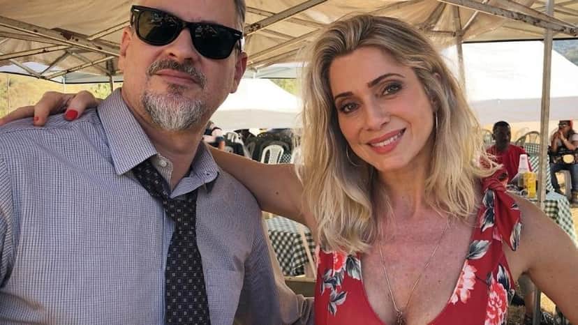 Dan Stulbach e Leticia Spiller nos bastidores de O Sétimo Guardião (Foto: Divulgação) Dan Stulbach e Leticia Spiller nos bastidores de O Sétimo Guardião (Foto: Divulgação)