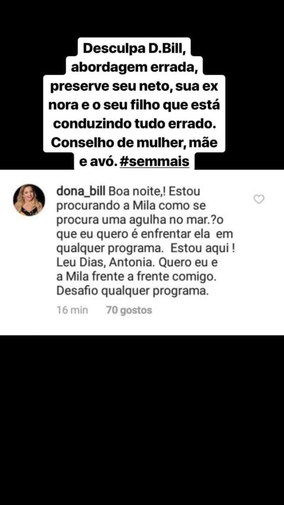 Antônia Fontenelle respondeu suposto recado de Dona Bill, mãe do cantor Wesley Safadão Antônia Fontenelle respondeu suposto recado de Dona Bill, mãe do cantor Wesley Safadão