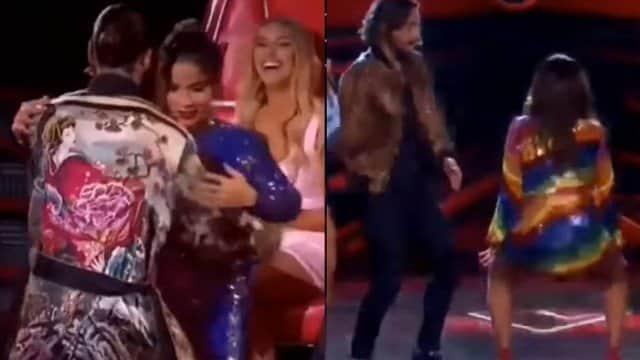 Maluma dança com Anitta no programa La voz (Foto: Reprodução/Instagram) Maluma dança com Anitta no programa La voz (Foto: Reprodução/Instagram)