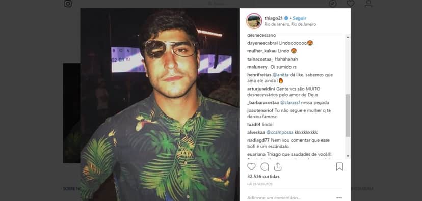 Thiago Magalhães e Anitta TV Foco em print no Instagram Thiago Magalhães e Anitta TV Foco em print no Instagram