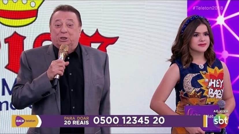 Maisa Silva e Raul Gil no palco do Teleton (Foto: Divulgação) Maisa Silva e Raul Gil no palco do Teleton (Foto: Divulgação)