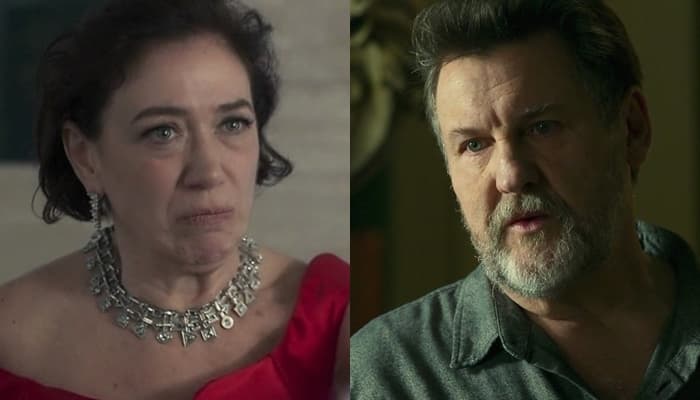 Valentina (Lília Cabral) e Egídio (Antonio Calloni) em O Sétimo Guardião (Foto: Reprodução/Globo) Valentina (Lília Cabral) e Egídio (Antonio Calloni) em O Sétimo Guardião (Foto: Reprodução/Globo)