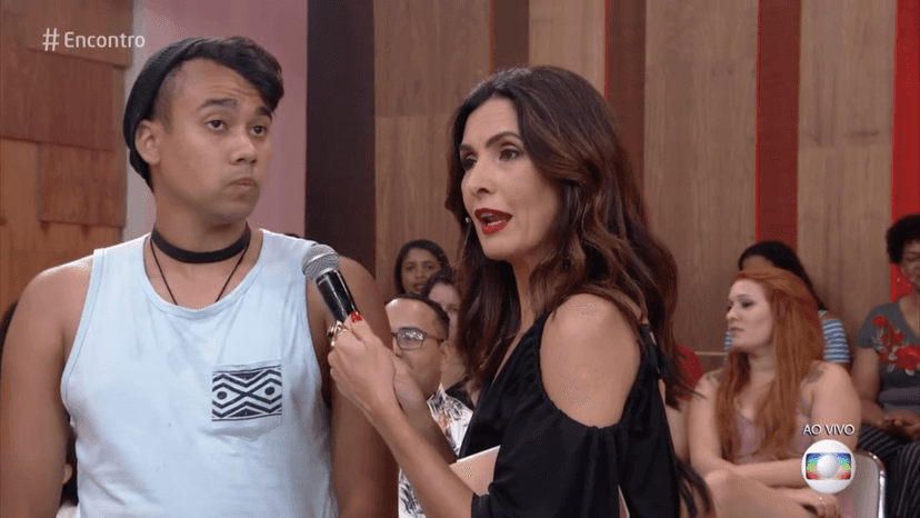 Wallace discutiu com Kéfera no Palco do Encontro com Fátima Bernardes (Foto: Reprodução/Globo) Wallace discutiu com Kéfera no Palco do Encontro com Fátima Bernardes (Foto: Reprodução/Globo)