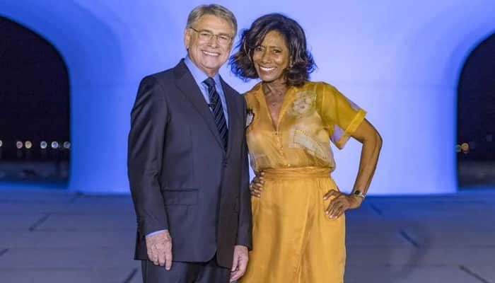 Sérgio Chapelin e Gloria Maria no Globo Repór Sérgio Chapelin e Gloria Maria no Globo Repór