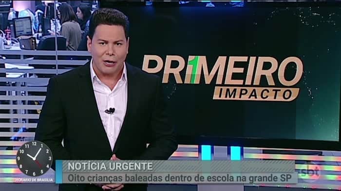 O apresentador Marcão do Povo no Primeiro Impacto (Foto: Reprodução/SBT) O apresentador Marcão do Povo no Primeiro Impacto (Foto: Reprodução/SBT)