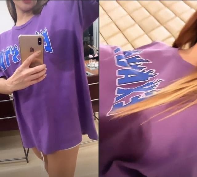 Sabrina Sato molhou a camiseta de leite (Foto: Reprodução/ Instagram) Sabrina Sato molhou a camiseta de leite (Foto: Reprodução/ Instagram)