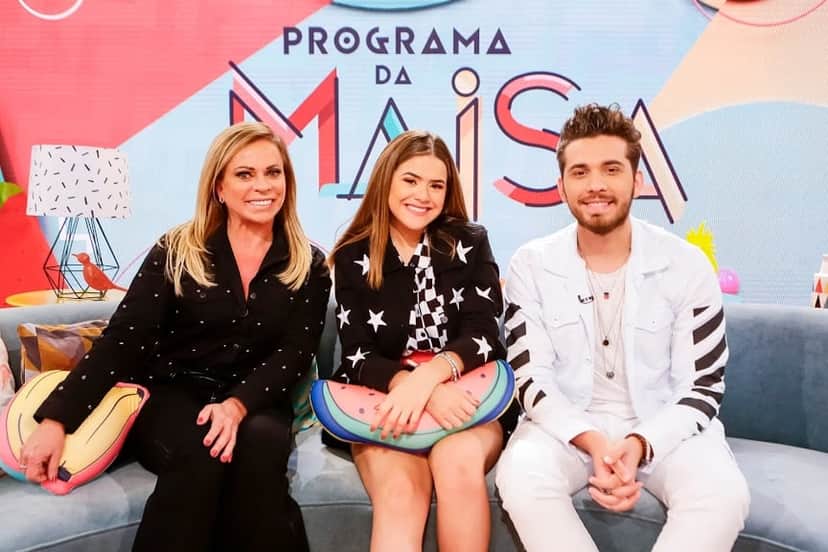 Maisa com seus convidados Christina Rocha e Gustavo Mioto Maisa com seus convidados Christina Rocha e Gustavo Mioto