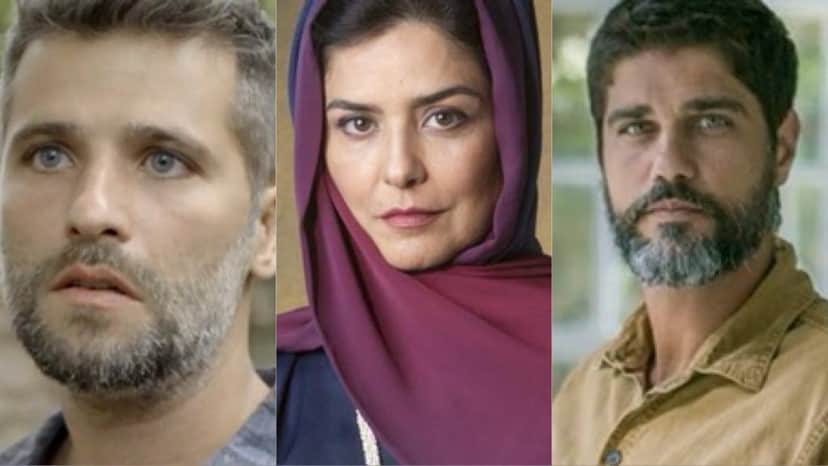 Gabriel de O Sétimo Guardião, Soraia e Hussein de Órfãos da Terra (Foto: Montagem TV Foco) Gabriel de O Sétimo Guardião, Soraia e Hussein de Órfãos da Terra (Foto: Montagem TV Foco)