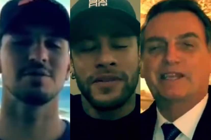 Gabriel Medina, Neymar e Jair Bolsonaro juntos (Foto: Reprodução) Gabriel Medina, Neymar e Jair Bolsonaro juntos (Foto: Reprodução)