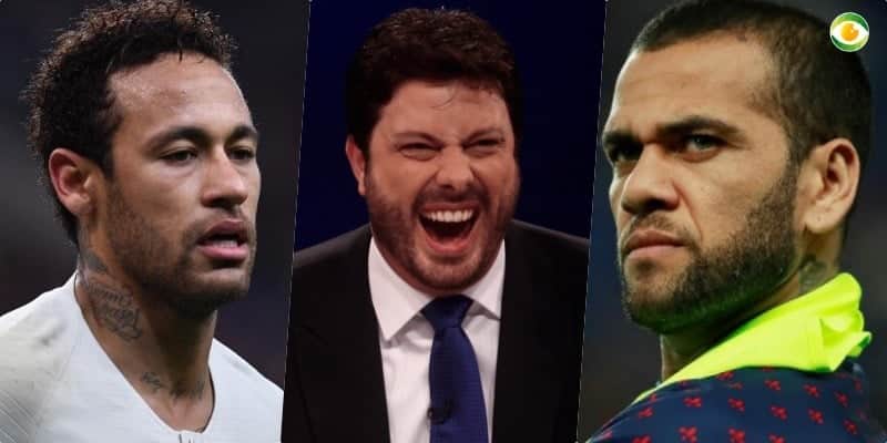 Danilo Gentili, Neymar e Daniel Alves (Foto: Montagem TV Foco/Reprodução) Danilo Gentili, Neymar e Daniel Alves (Foto: Montagem TV Foco/Reprodução)
