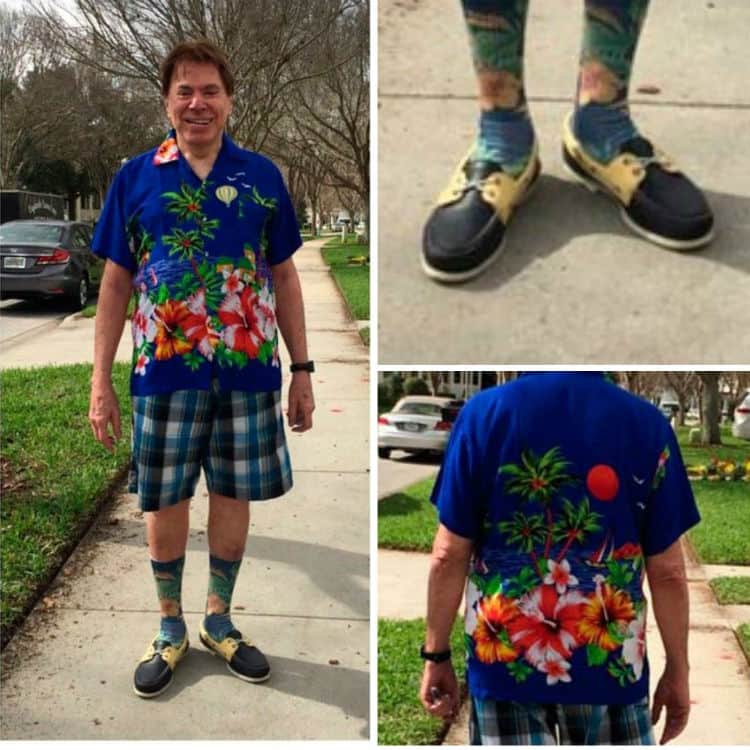 Roupa escolhida por Silvio Santos para passear em suas férias em Orlando abalou o Brasil Roupa escolhida por Silvio Santos para passear em suas férias em Orlando abalou o Brasil