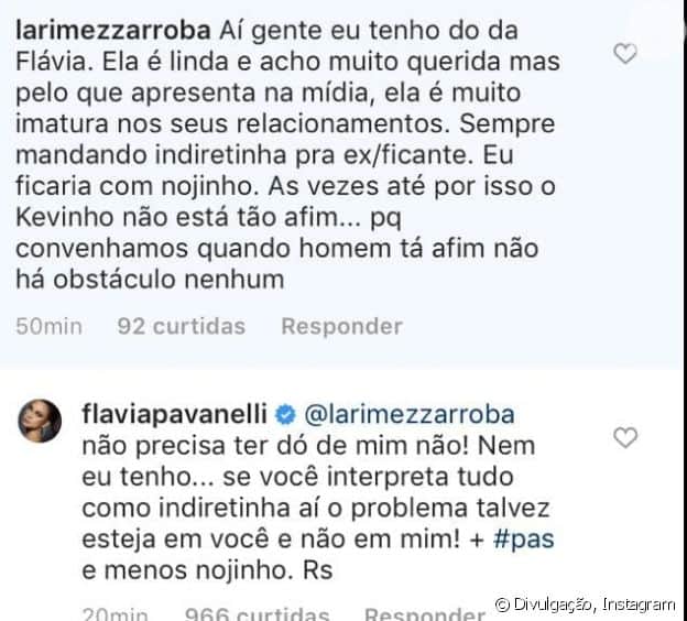 Flávia Pavanelli rebateu a seguidora Flávia Pavanelli rebateu a seguidora