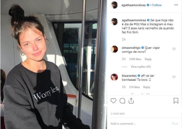 Agatha Moreira publica foto sem maquiagem, vira assunto e até o namorado comenta (Foto: Reprodução) Agatha Moreira publica foto sem maquiagem, vira assunto e até o namorado comenta (Foto: Reprodução)