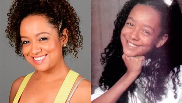 Aretha Oliveira atualmente e como a personagem Pata em Chiquititas (Foto: Divulgação/Montagem) Aretha Oliveira atualmente e como a personagem Pata em Chiquititas (Foto: Divulgação/Montagem)