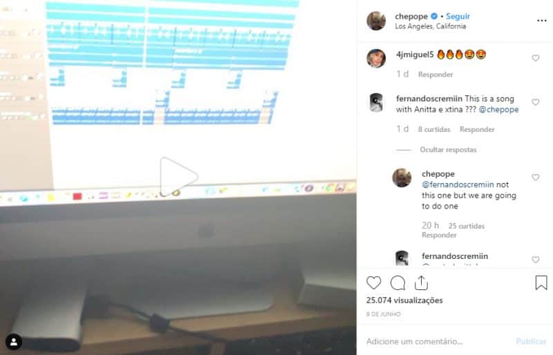 Publicação do produtor sobre a parceria de Anitta e Christina Aguilera (Foto: Reprodução) Publicação do produtor sobre a parceria de Anitta e Christina Aguilera (Foto: Reprodução)