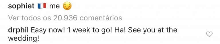 Comentário do Dr. Phil na publicação de Sophie Turner (Foto: Reprodução) Comentário do Dr. Phil na publicação de Sophie Turner (Foto: Reprodução)