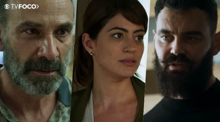 Elias (Marco Ricca), Helena (Carol Castro) e Paul (Carmo Dalla Vecchia) são personagens de Órfãos da Terra da Globo Elias (Marco Ricca), Helena (Carol Castro) e Paul (Carmo Dalla Vecchia) são personagens de Órfãos da Terra da Globo