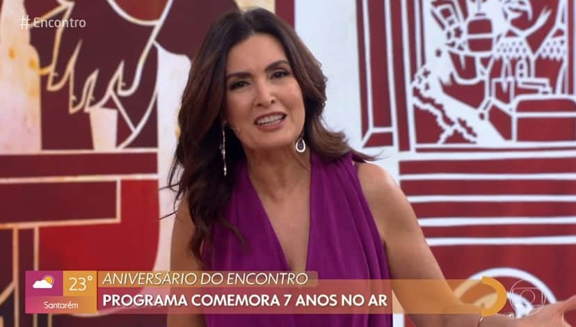 A apresentadora Fátima Bernardes da Globo está feliz com seu Encontro A apresentadora Fátima Bernardes da Globo está feliz com seu Encontro
