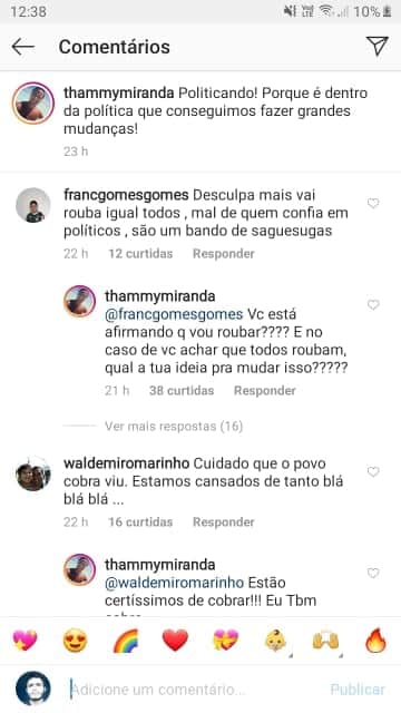 Após ser chamado de ladrão, Thammy Miranda se revolta com internauta (Reprodução: Instagram) Após ser chamado de ladrão, Thammy Miranda se revolta com internauta (Reprodução: Instagram)