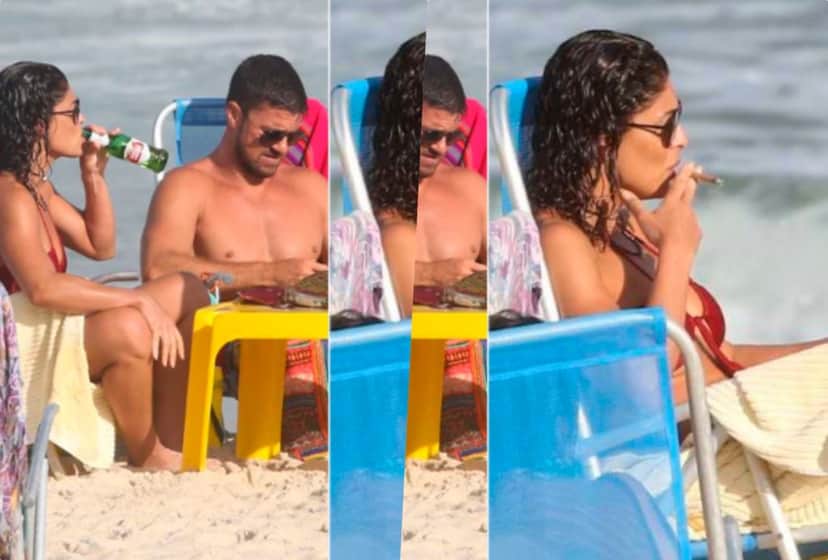 Juliana Paes flagrada fumando charuto na praia (Foto reprodução) Juliana Paes flagrada fumando charuto na praia (Foto reprodução)