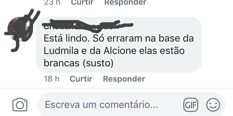 Internautas criticaram aplicação de maquiagem na pele de Alcione e Ludmilla que teriam ficado "brancas" (Reprodução: Facebook) Internautas criticaram aplicação de maquiagem na pele de Alcione e Ludmilla que teriam ficado "brancas" (Reprodução: Facebook)