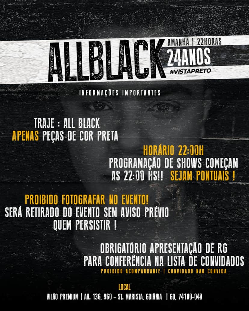 O convite da festa de Felipe Araújo com as restrições (Foto: Reprodução) O convite da festa de Felipe Araújo com as restrições (Foto: Reprodução)