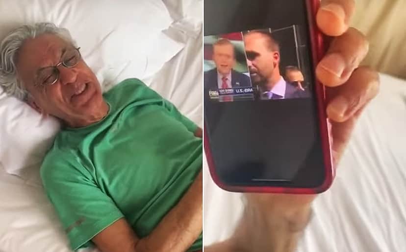 Caetano Veloso debocha do inglês do deputado Eduardo Bolsonaro, filho do presidente Bolsonaro (Imagem: Reprodução) Caetano Veloso debocha do inglês do deputado Eduardo Bolsonaro, filho do presidente Bolsonaro (Imagem: Reprodução)